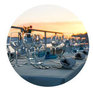 Restaurant view with table outside
